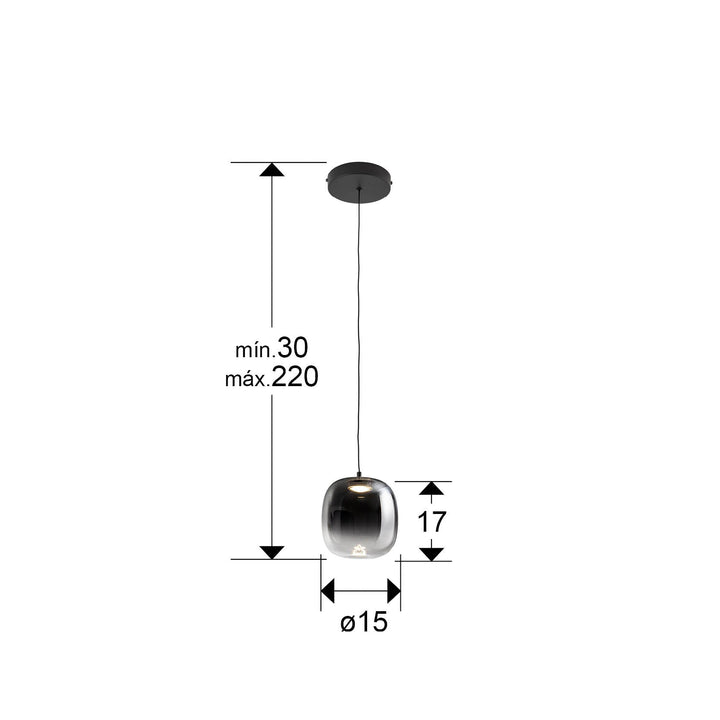 Lustra Schuller Onice 1 lumina negru-fumuriu LED