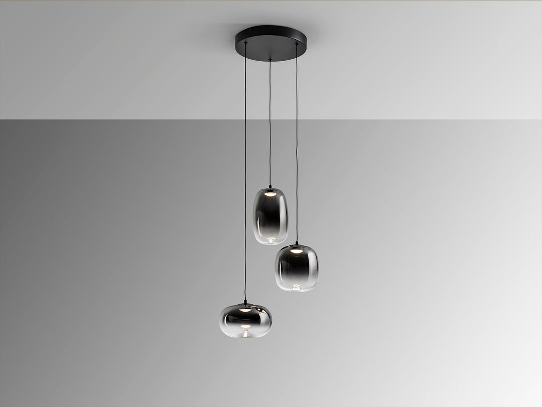Lustra Schuller Onice 3 lumini Ø33 negru-fumuriu LED