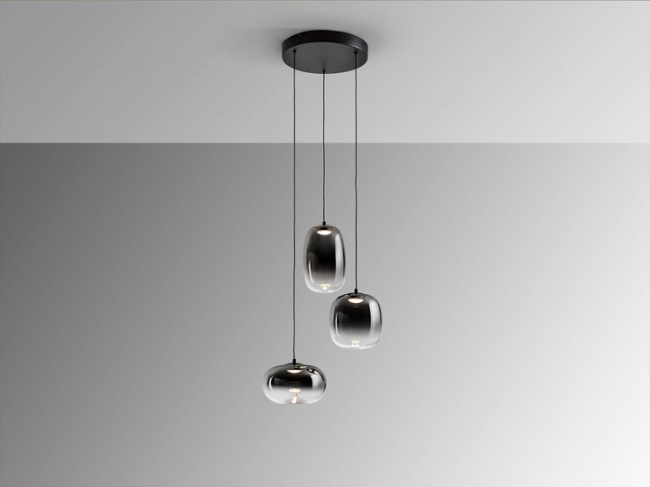 Lustra Schuller Onice 3 lumini Ø33 negru-fumuriu LED