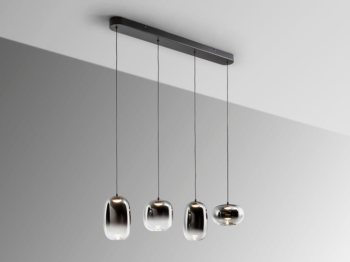 Lustra Schuller Onice 4 lumini bar 90 cm negru-fumuriu