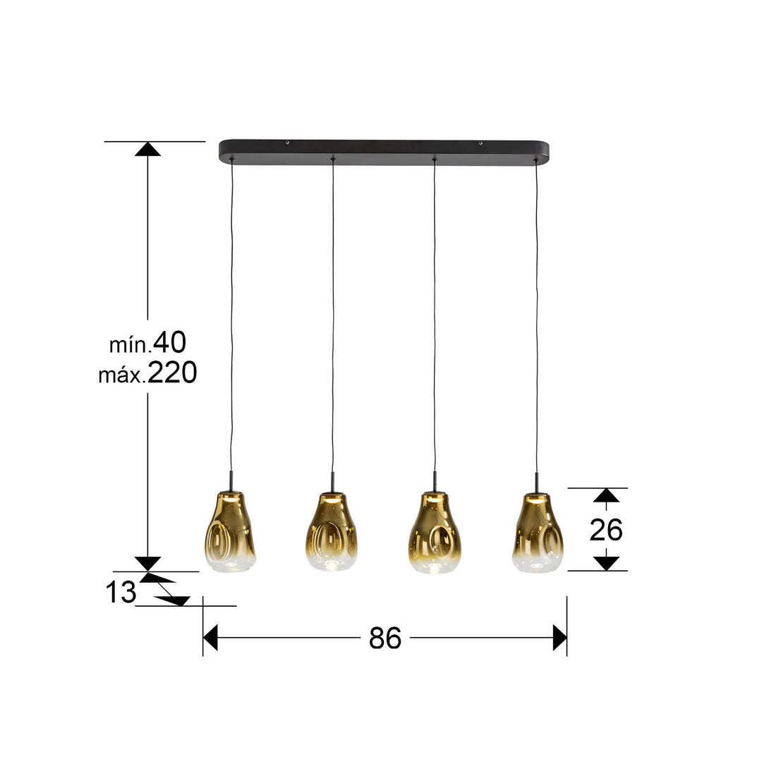 Lustra Schuller Aledis 4 lumini bar 86 cm negru-auriu LED