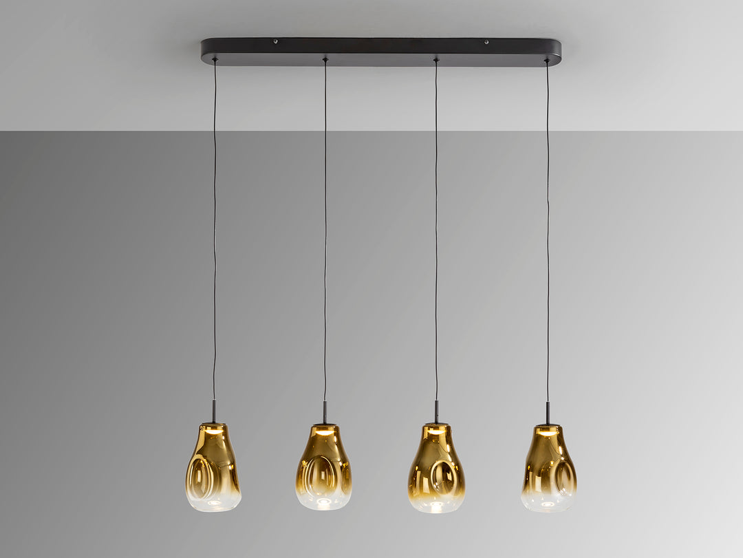 Lustra Schuller Aledis 4 lumini bar 86 cm negru-auriu LED