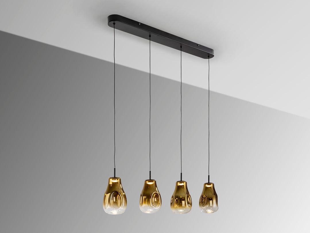 Lustra Schuller Aledis 4 lumini bar 86 cm negru-auriu LED