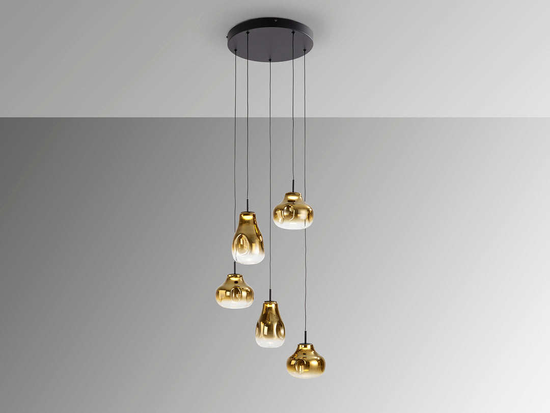 Lustra Schuller Aledis 5 lumini cascadă negru-auriu 100 cm