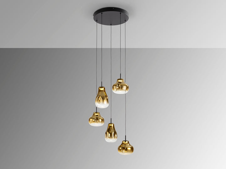 Lustra Schuller Aledis 5 lumini cascadă negru-auriu 100 cm