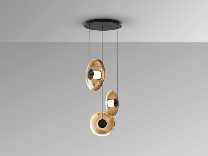 Lustra Schuller Diabolo 3 lumini cascadă negru cu chihlimbar 135 cm