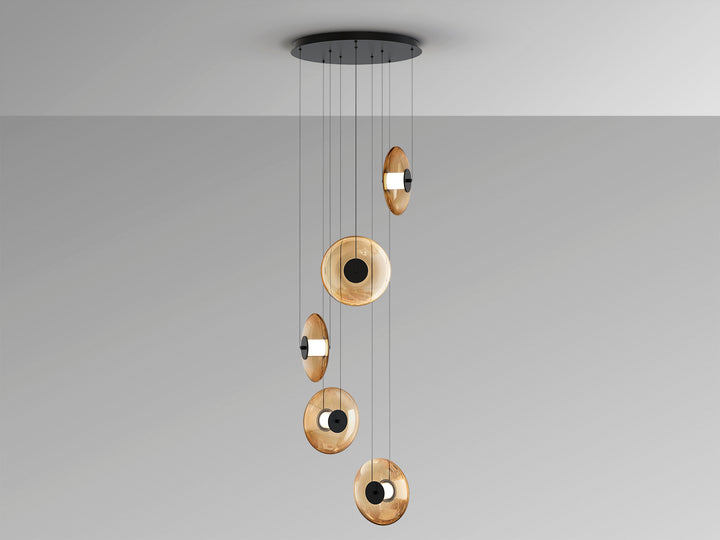 Lustra Schuller Diabolo 5 lumini cascadă negru cu chihlimbar 200 cm