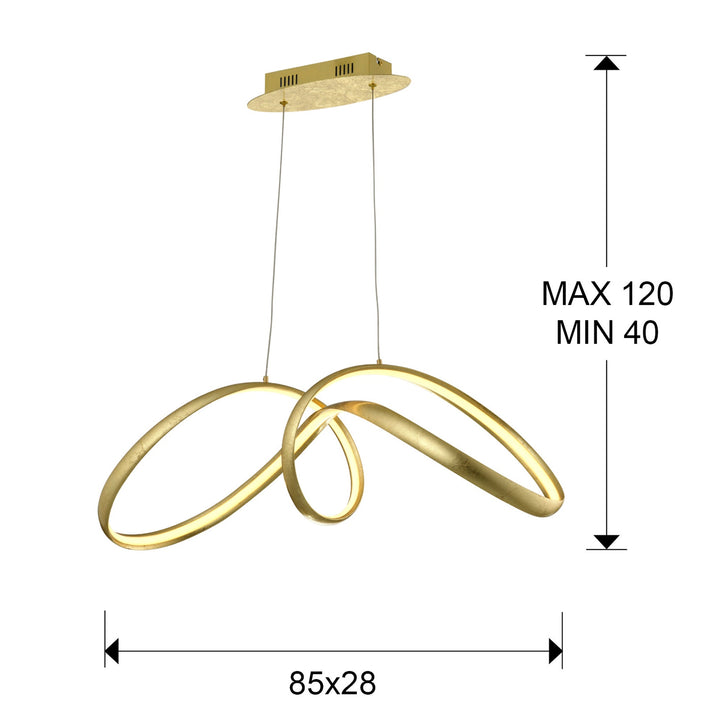 Lustra Schuller Lia bar 85 cm foița aur LED 32W