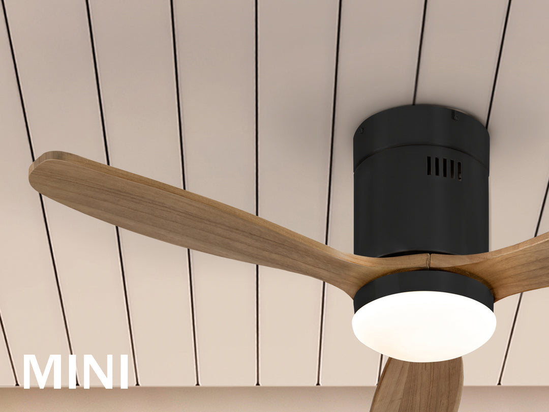 Ventilator tavan Schuller Siroco Mini negru-nuc palete lemn Ø107