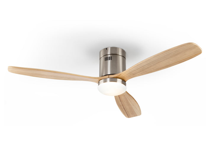 Ventilator tavan Schuller Siroco nichel-lemn Ø132 LED dimabil CCT
