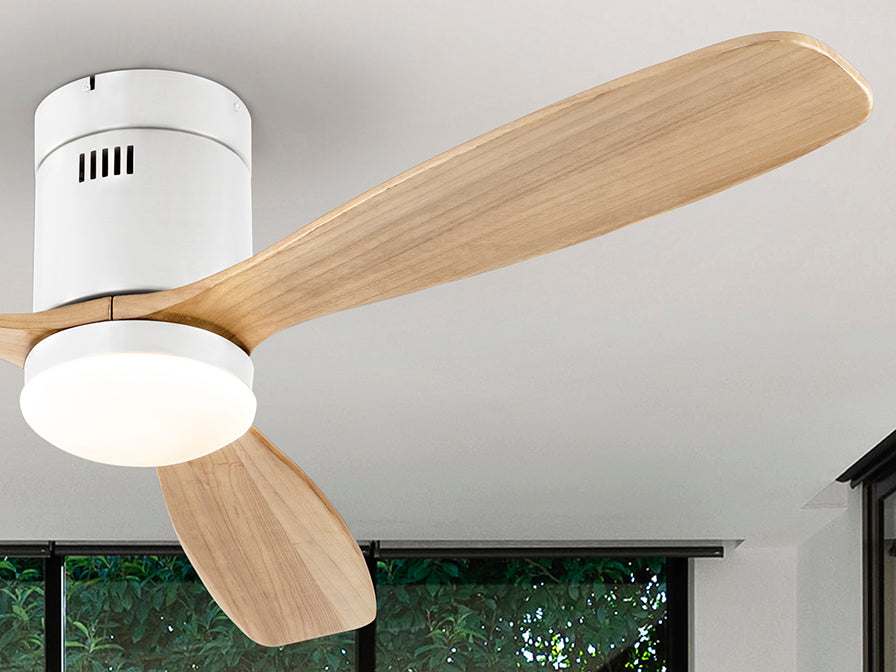 Ventilator tavan Schuller Siroco alb-lemn Ø132 LED dimabil CCT