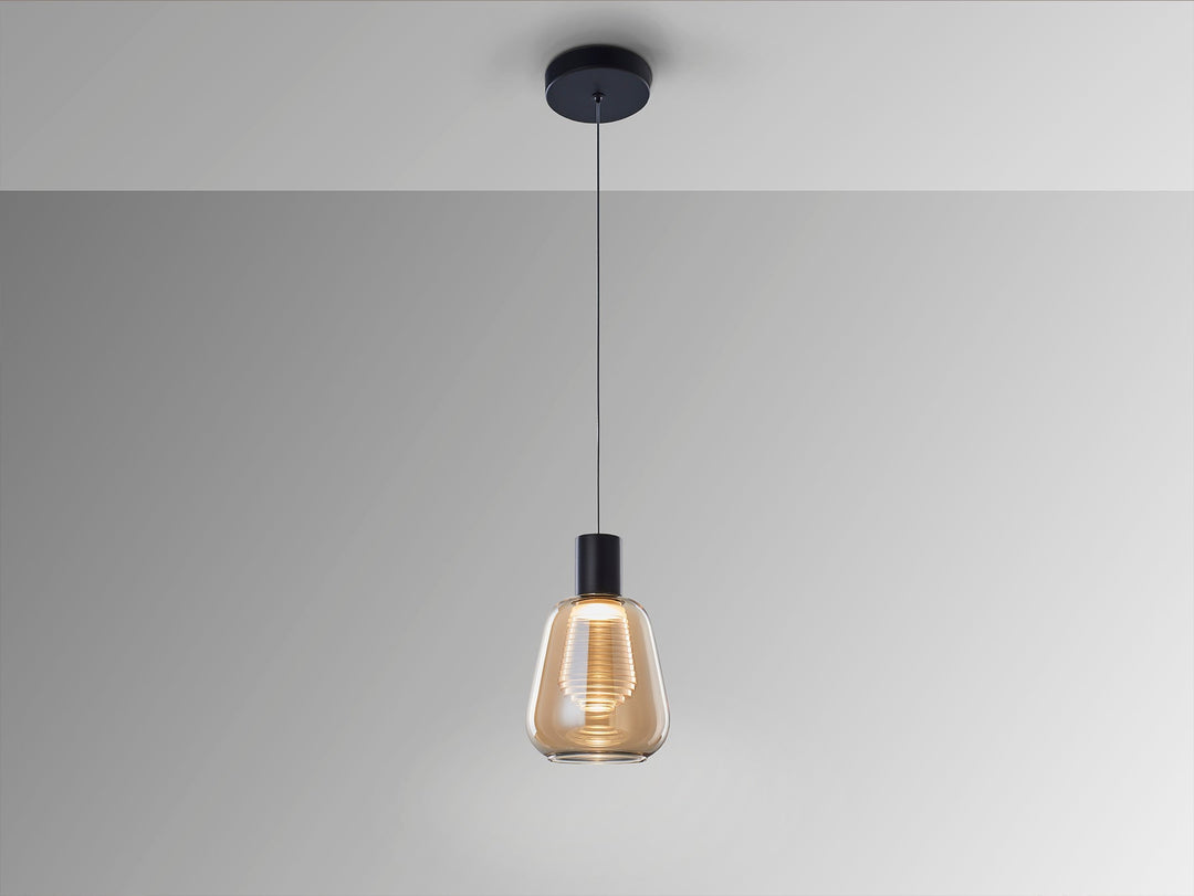 Lustra Schuller Carisa 1 lumina negru cu sticla chihlimbar