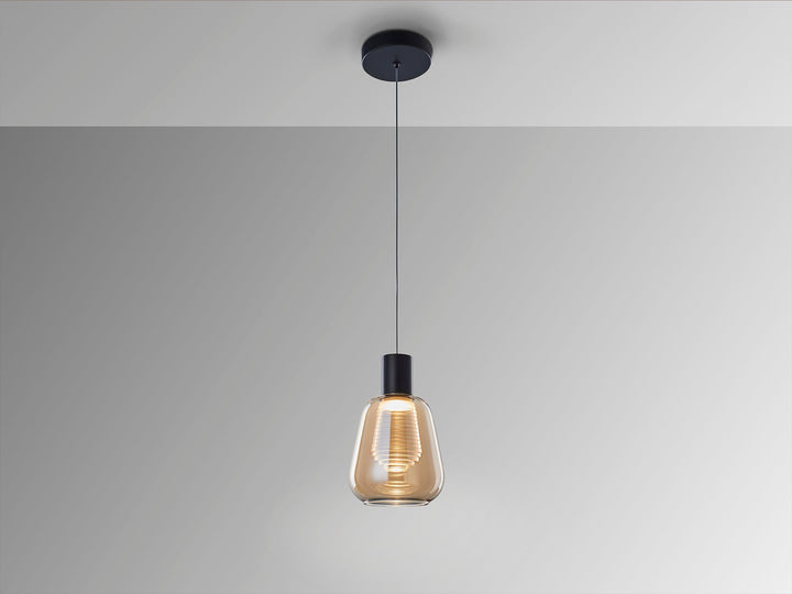 Lustra Schuller Carisa 1 lumina negru cu sticla chihlimbar