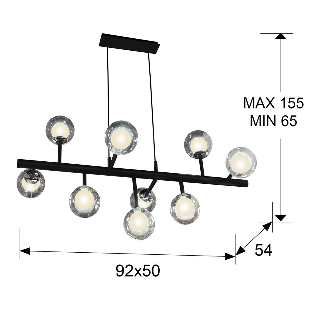 Lustra Schuller Altais 9 lumini negru-cromat dimmable telecomandă