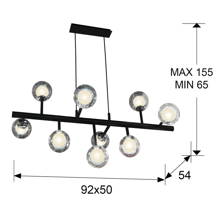 Lustra Schuller Altais 9 lumini negru-cromat dimmable telecomandă