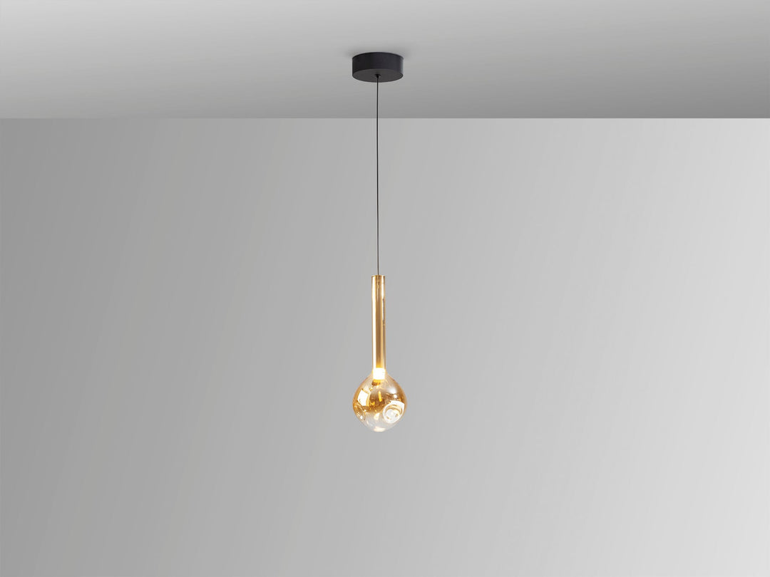 Lustra Schuller Essenza 1 lumina negru-auriu sticla chihlimbar gradient