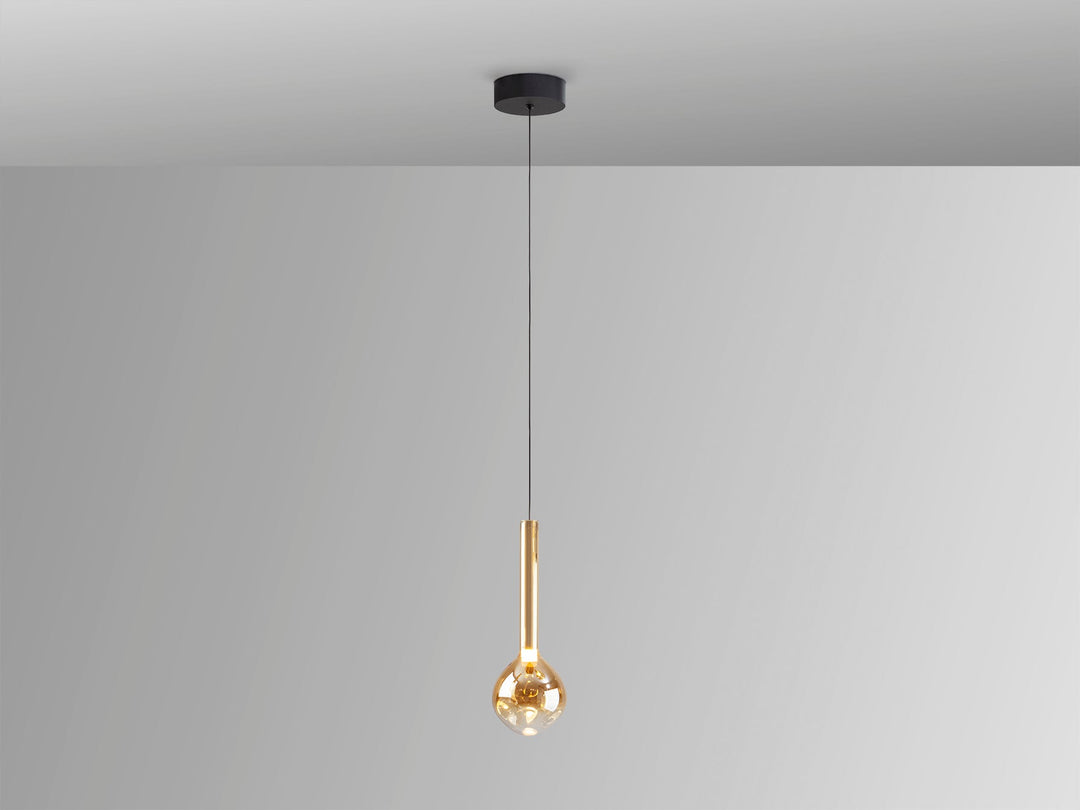 Lustra Schuller Essenza 1 lumina negru-auriu sticla chihlimbar gradient