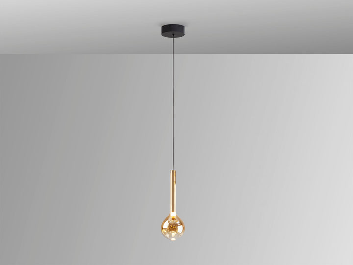 Lustra Schuller Essenza 1 lumina negru-auriu sticla chihlimbar gradient