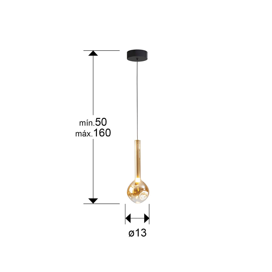 Lustra Schuller Essenza 1 lumina negru-auriu sticla chihlimbar gradient