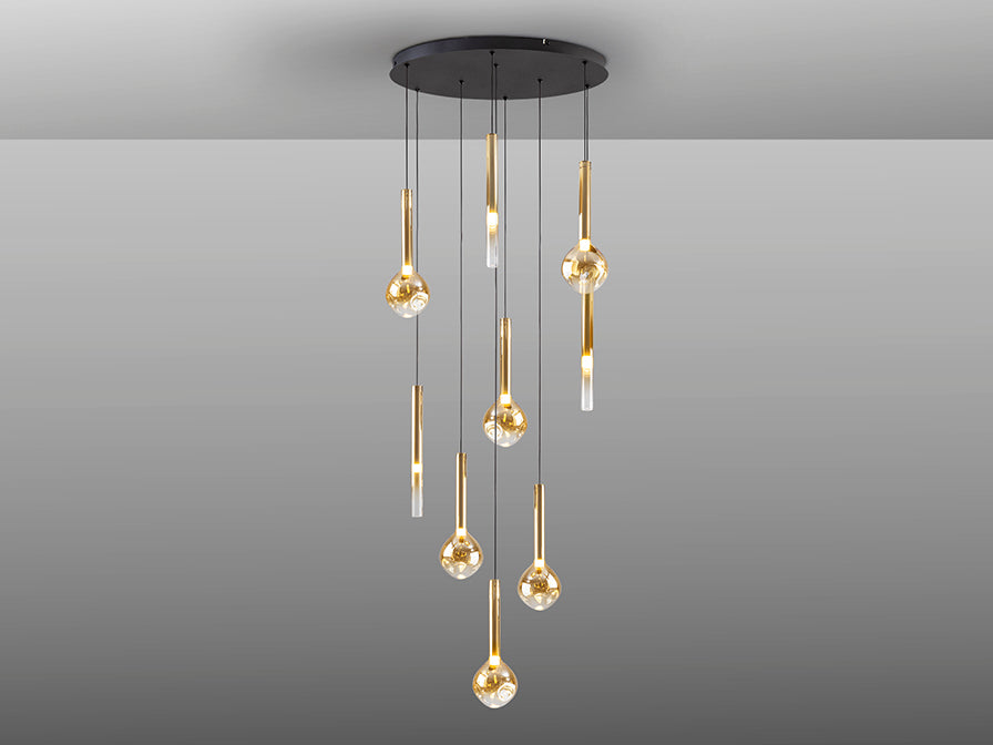 Lustra Schuller Essenza 9 lumini cascadă 160 cm negru-auriu dimabilă