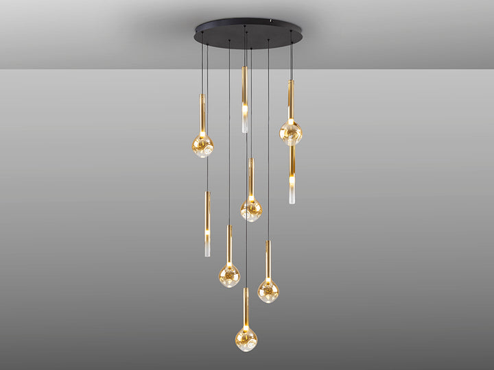 Lustra Schuller Essenza 9 lumini cascadă 160 cm negru-auriu dimabilă