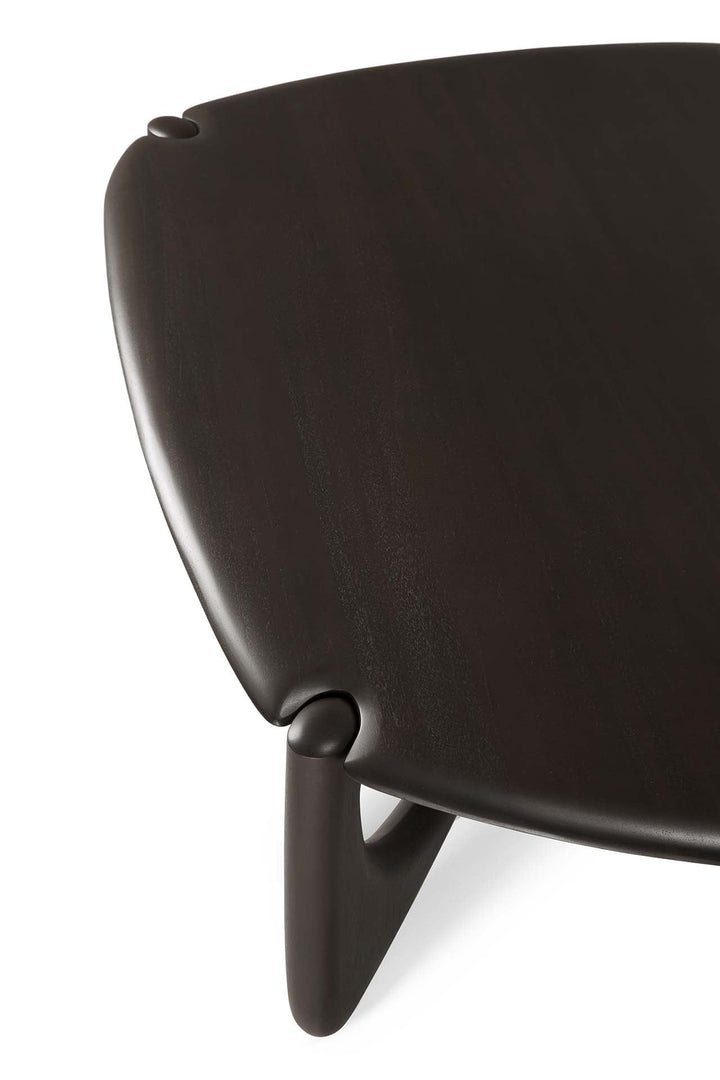 35145 PI coffee table varnished mahogany dark brown pebble shape det03 cut web