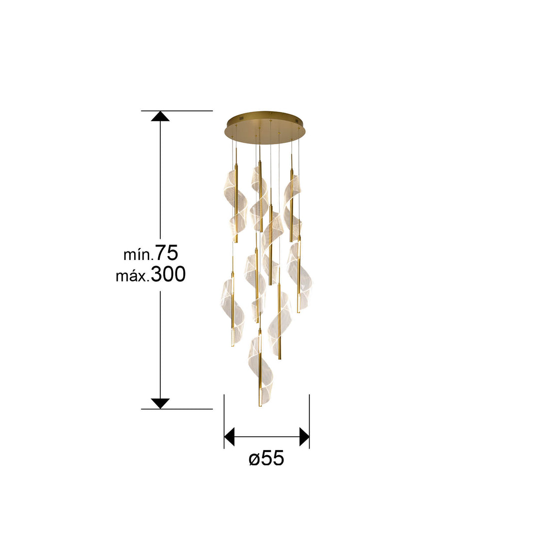 Lustra Schuller Velas 9 lumini auriu mat metacrilat dimmable APP