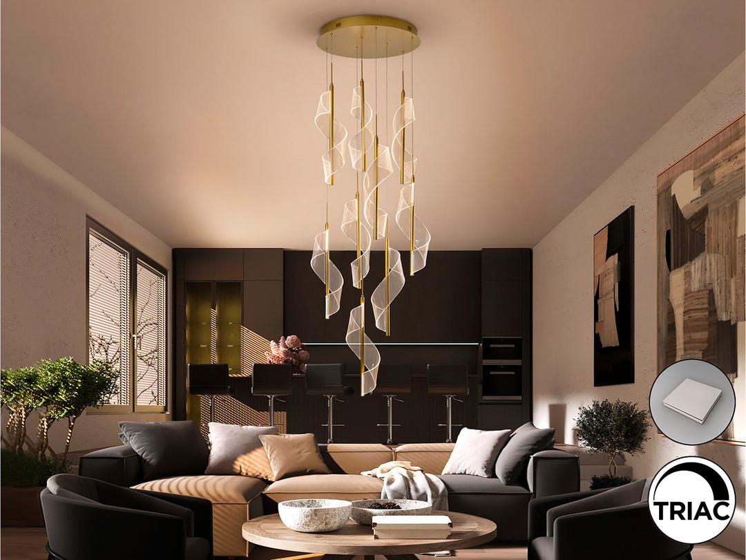 Lustra Schuller Velas 9 lumini auriu mat metacrilat dimmable APP
