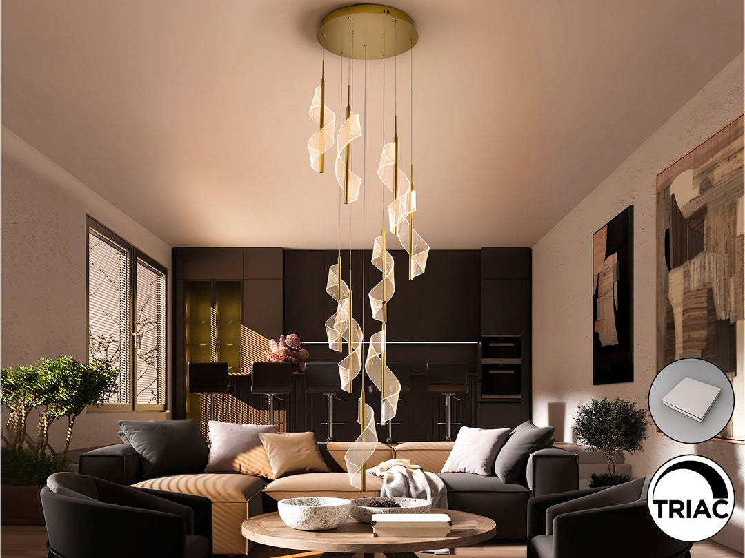 Lustra Schuller Velas 9 lumini auriu mat metacrilat dimmable APP