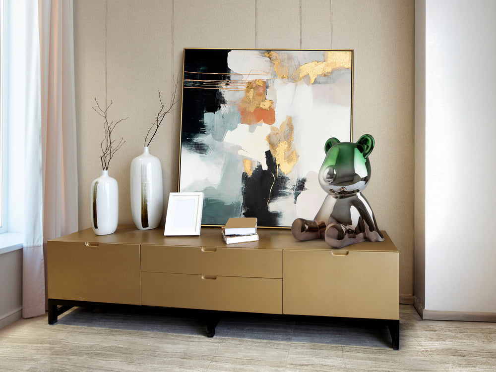 Sculptură decorativă Schuller Osito ursuleț cu finisaj metalic gri plumb cu verde — 40x50 cm