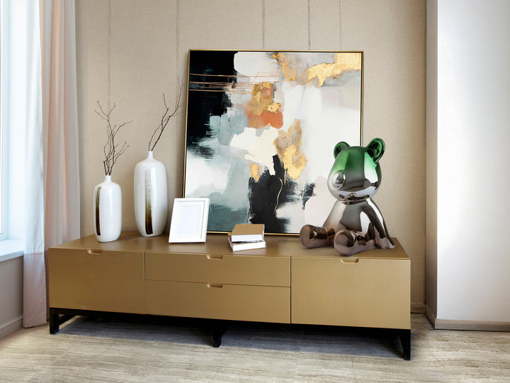 Sculptură decorativă Schuller Osito ursuleț cu finisaj metalic gri plumb cu verde — 40x50 cm