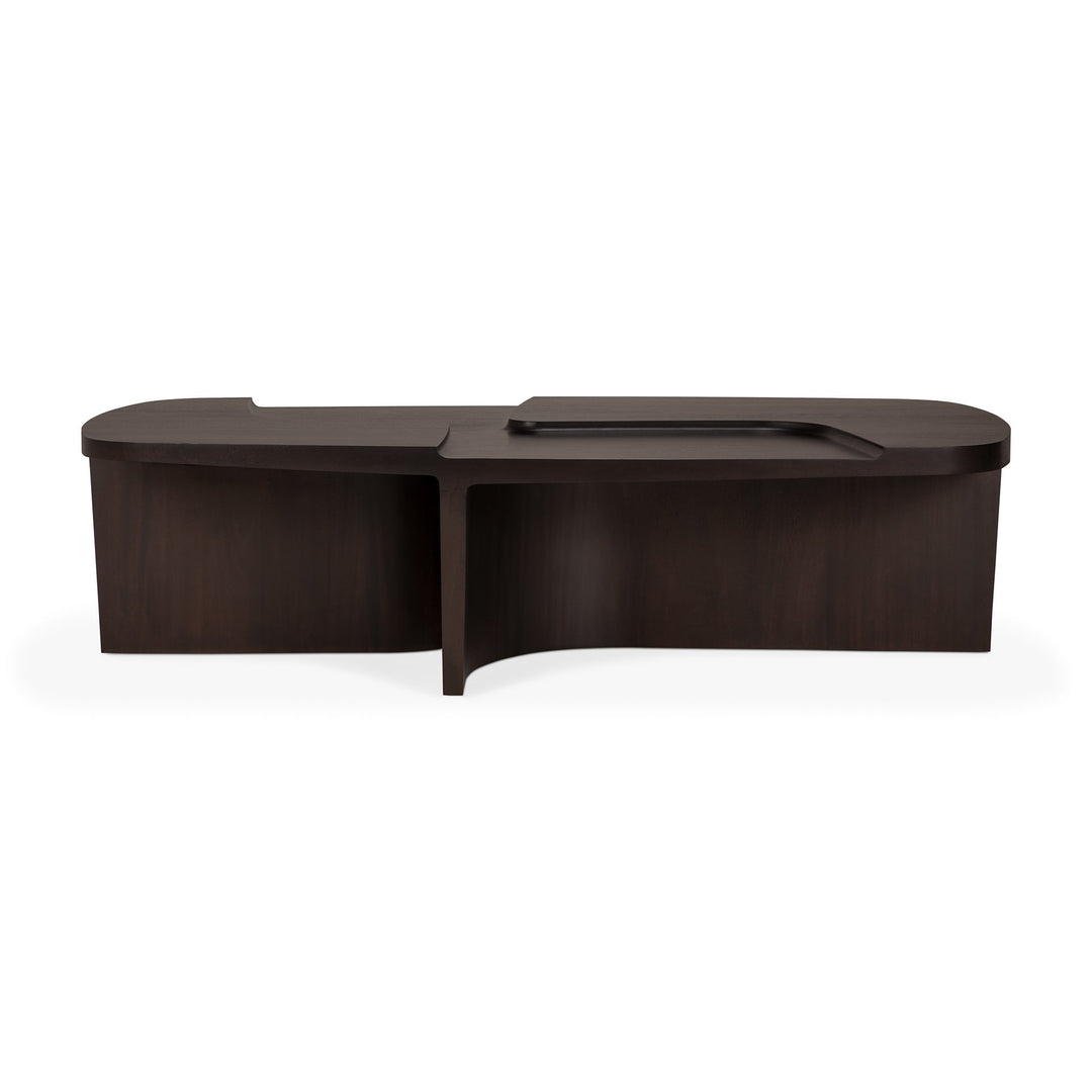 Masă cafea Brutalist Ethnicraft din mahon masiv rose brown 143 cm — vedere frontală