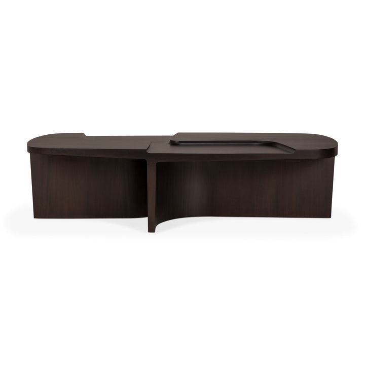 Masă cafea Brutalist Ethnicraft din mahon masiv rose brown 143 cm — vedere frontală