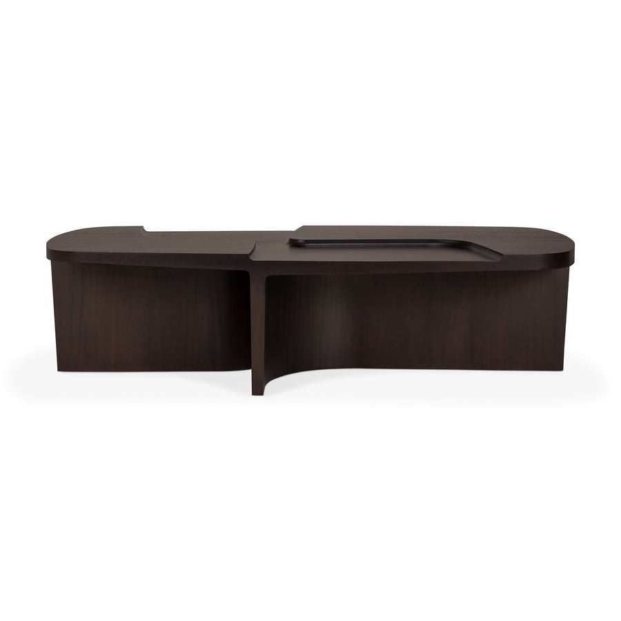 Masă cafea Brutalist Ethnicraft din mahon masiv rose brown 143 cm — vedere frontală
