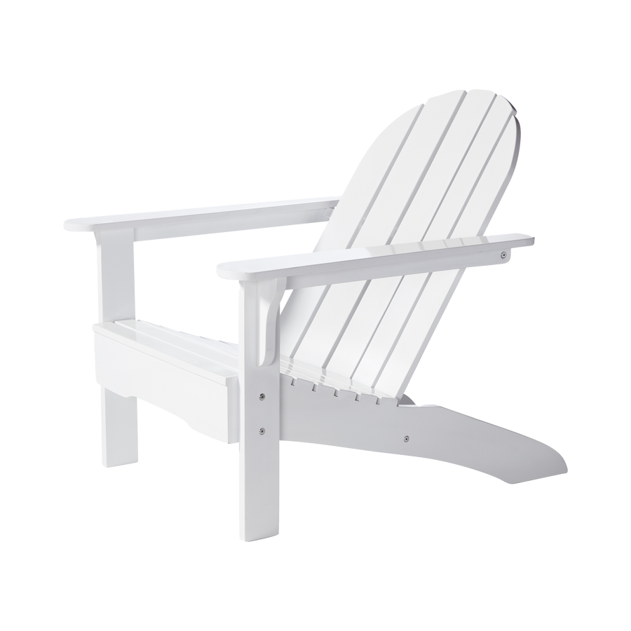 Scaun Adirondack Cinas — fotoliu de exterior din mahon pictat alb cu brațe late și spătar cu șipci verticale.