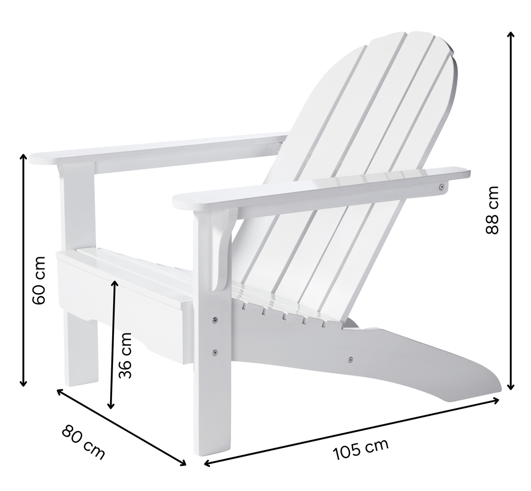 Scaun Cinas Adirondack mahon alb exterior