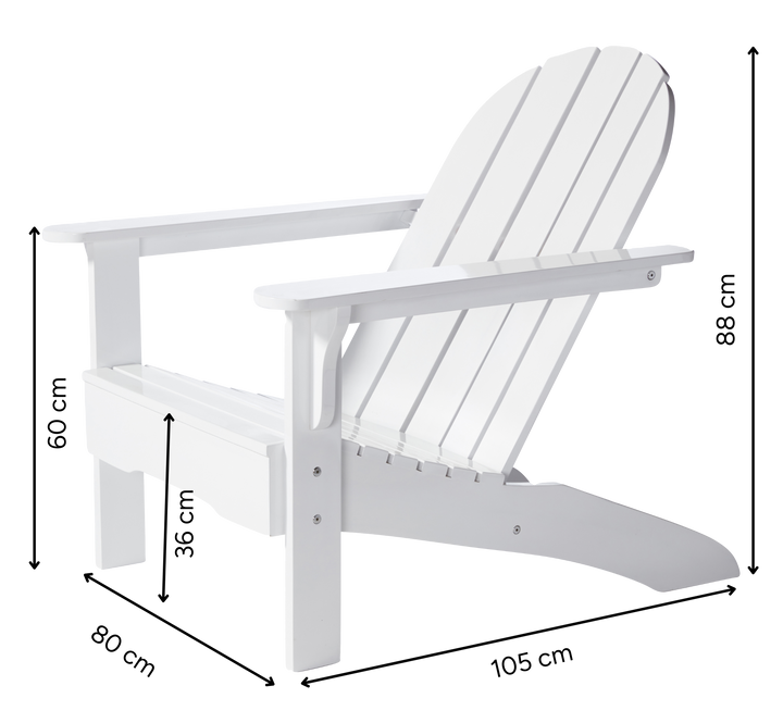 Scaun Cinas Adirondack mahon alb exterior