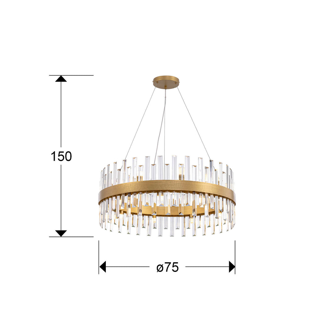 Lustra Schuller Grace 18 lumini Ø75 auriu cu sticla prismă