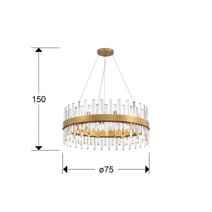 Lustra Schuller Grace 18 lumini Ø75 auriu cu sticla prismă