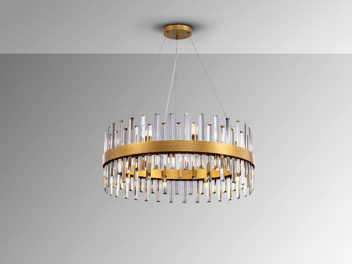 Lustra Schuller Grace 18 lumini Ø75 auriu cu sticla prismă