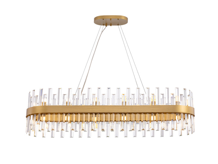 Lustra Schuller Grace 28 lumini oval mare auriu 120x36 sticla prismă
