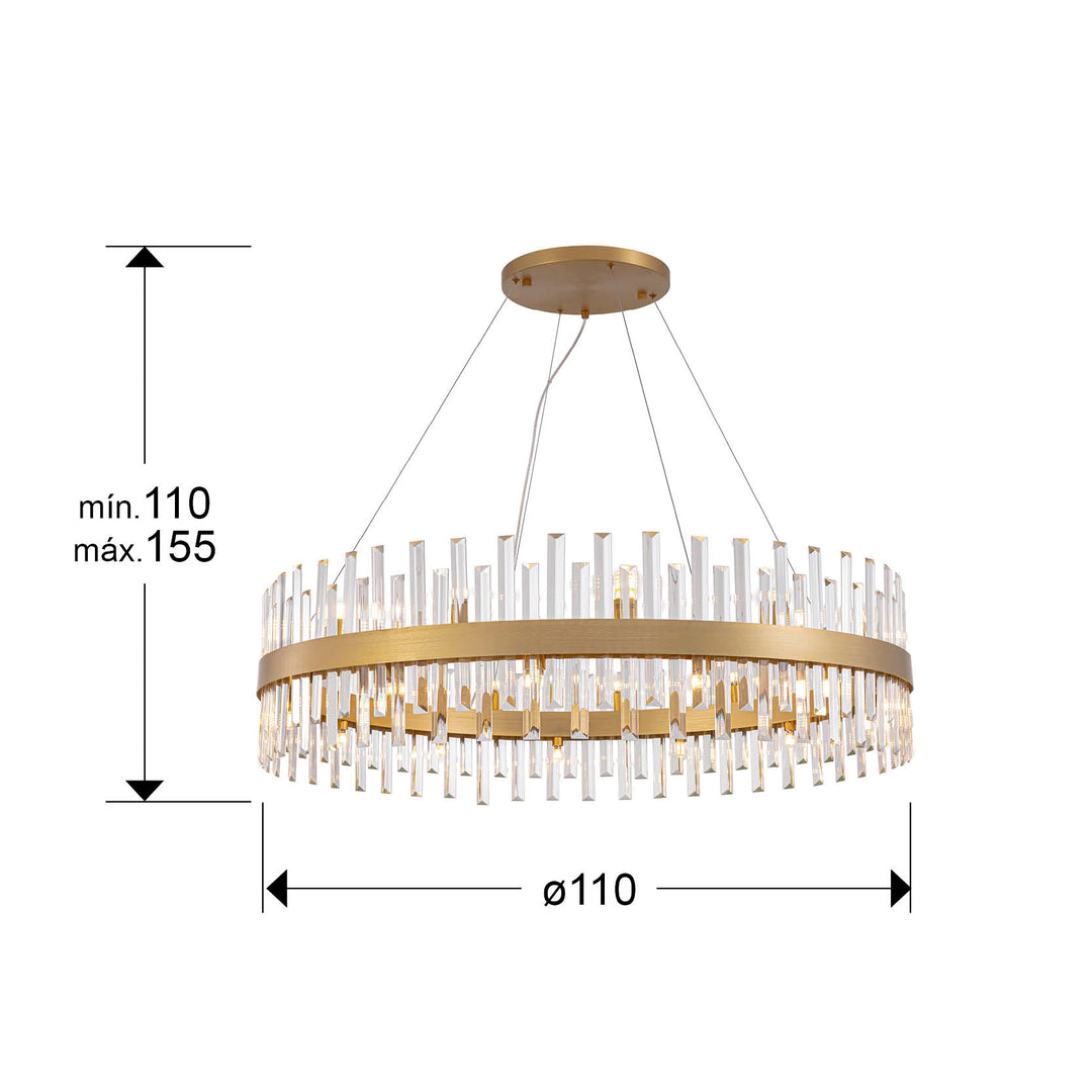 Lustra Schuller Grace 26 lumini Ø110 auriu cu sticla prismă