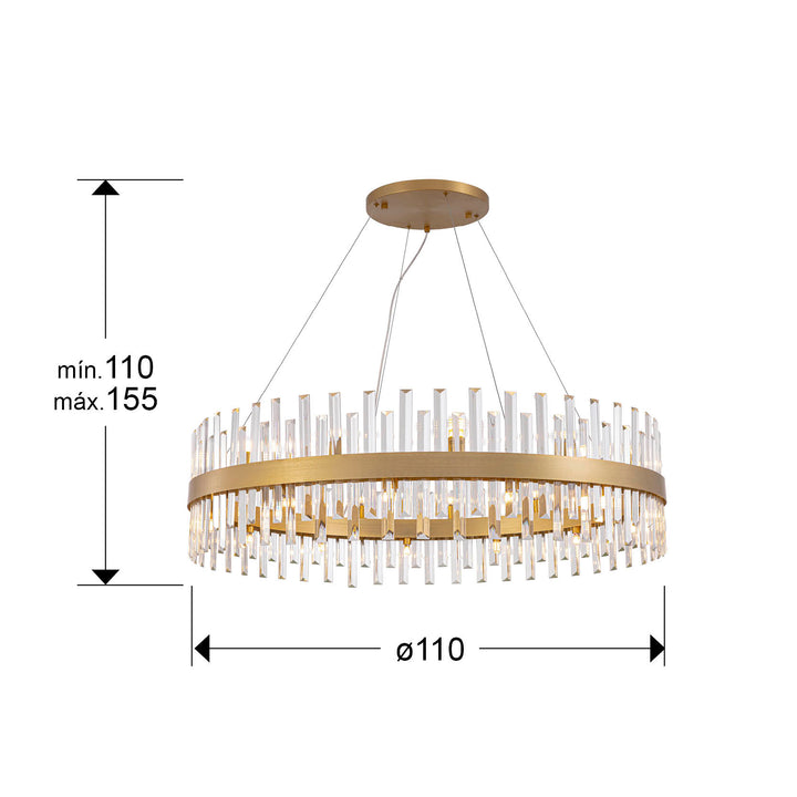 Lustra Schuller Grace 26 lumini Ø110 auriu cu sticla prismă