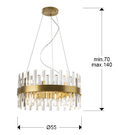 Lustra Schuller Grace 14 lumini Ø55 auriu cu sticla prismă