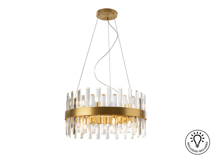 Lustra Schuller Grace 14 lumini Ø55 auriu cu sticla prismă