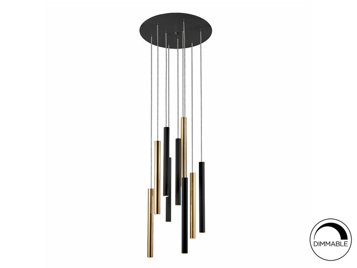 Lustra Schuller Varas 9 lumini auriu-negru mat 110 cm