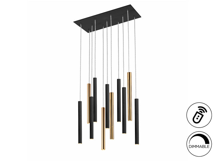 Lustra Schuller Varas Liniara 11 lumini 61 cm auriu-negru dimmable telecomandă