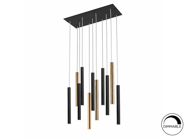 Lustra Schuller Varas Liniara 11 lumini 61 cm auriu-negru LED dimabilă