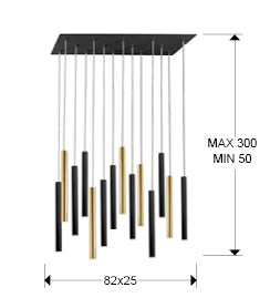Lustra Schuller Varas 14 lumini 82 cm auriu-negru fall maxim 3m