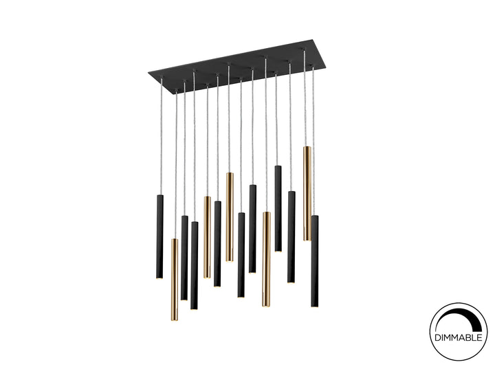 Lustra Schuller Varas 14 lumini 82 cm auriu-negru fall maxim 3m